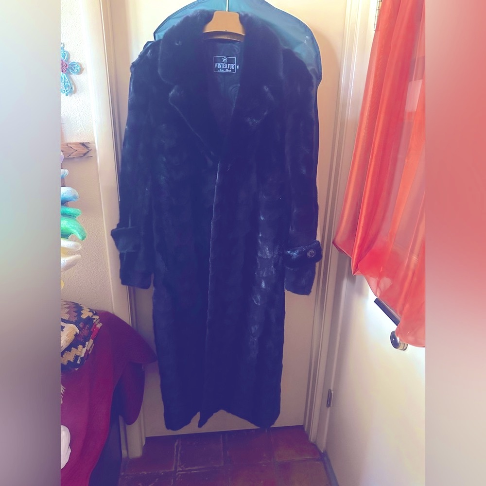Authentic Mens Black Full Length Mink Coat